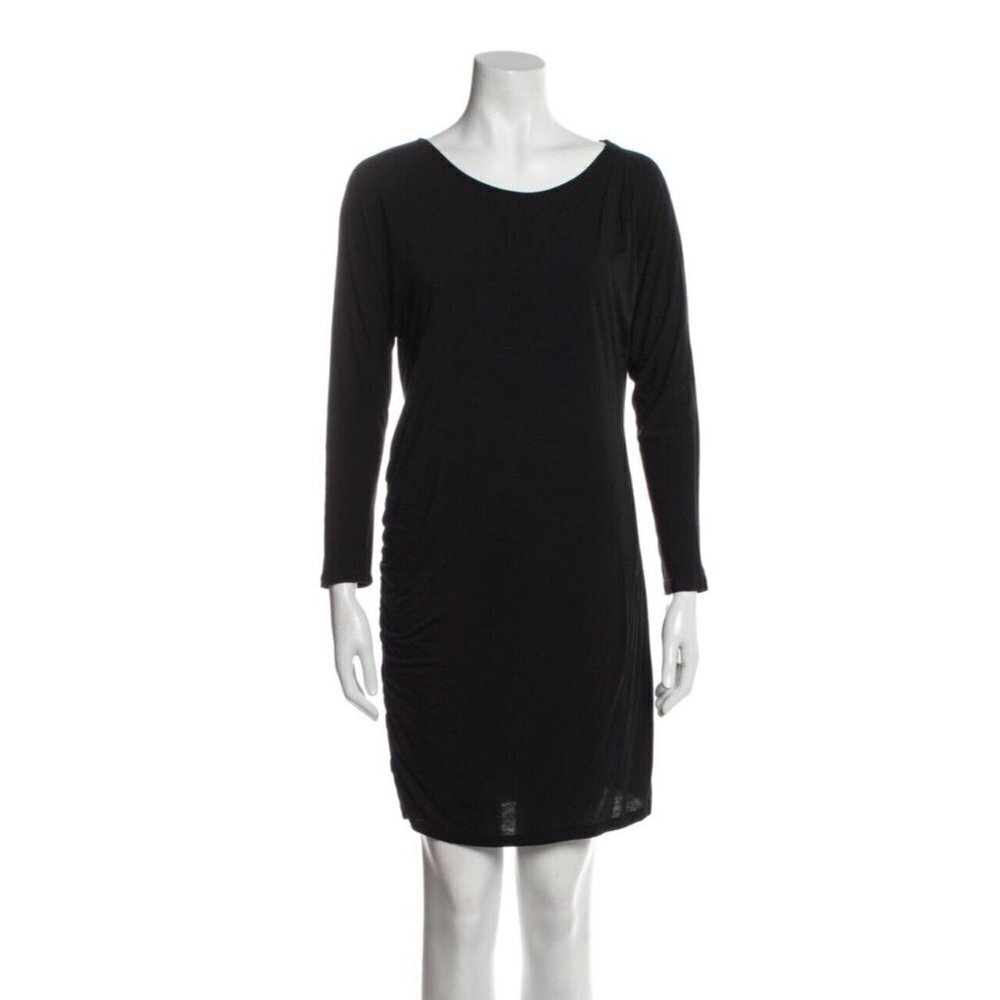 Theory Black Scoop‎ Neck Shift Dress Long Sleeve Size Medium